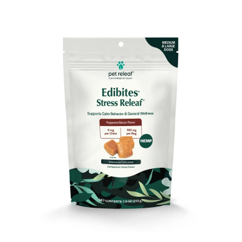 Pet Releaf - Hemp Extract Edibites - Stress Releaf Peppered Bacon Large Breed