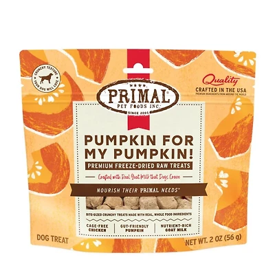 Primal - Freeze Dried Raw Dog Treat - All Natural with Probiotics - Pumpkin For My Pumpkin Chicken,  Pumpkin & Goat Milk