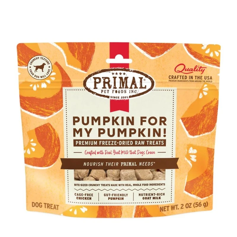 Primal - Freeze Dried Raw Dog Treat - All Natural with Probiotics - Pumpkin For My Pumpkin - Chicken,  Pumpkin & Goat Milk
