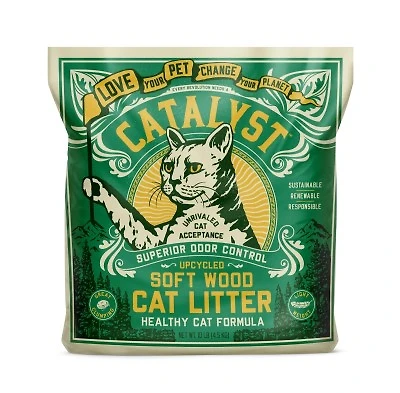 Catalyst - Lightweight Upcycled Soft Wood Cat Litter - Natural Odor Control & Low Dust Clumping Performance - Healthy Cat
