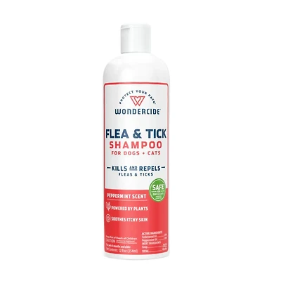 Wondercide - Flea & Tick Shampoo for Dogs + Cats - Plant Based with Cedarwood & Peppermint Oil