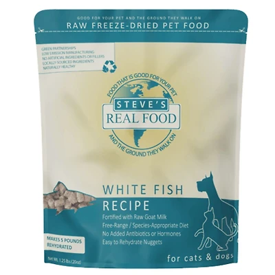 Steve's Real Food - Freeze Dried Dog Food - High Protein & Grain Free - Whitefish Nuggets Recipe