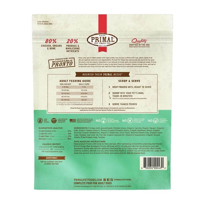 Primal - Frozen Scoopable Pronto Dog Food - Raw & Natural Nutrition