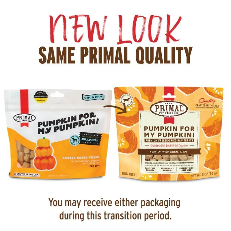 Primal - Freeze Dried Raw Dog Treat - All Natural with Probiotics - Pumpkin For My Pumpkin - Chicken,  Pumpkin & Goat Milk