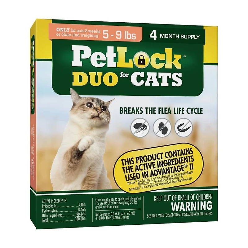 PetLock - Flea Prevention - Fast Acting Monthly Protection - Cats 5-9 lbs
