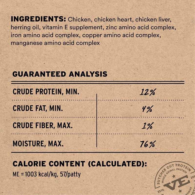 Vital Essentials - Frozen Raw Cat Food - High Protein,  Grain Free & Limited Ingredient Mini Patties - Chicken Entrée