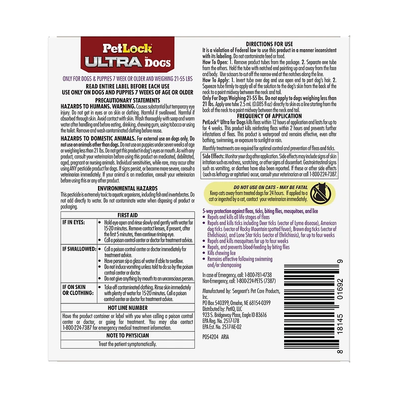 PetLock - 4M Flea & Tick Prevention - Fast Acting Monthly Protection - Large Dogs 21-55 lbs