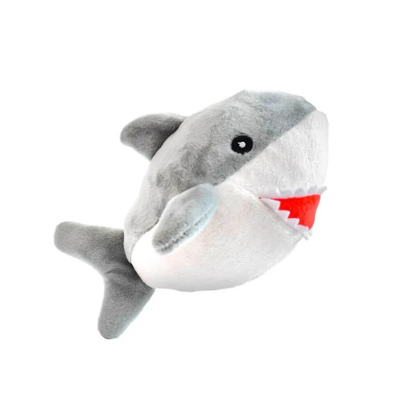 Patchwork Pet - Prickles Plush Dog Toy - Soft & Interactive with Hidden Rubber Ball - Great White Shark with Fish