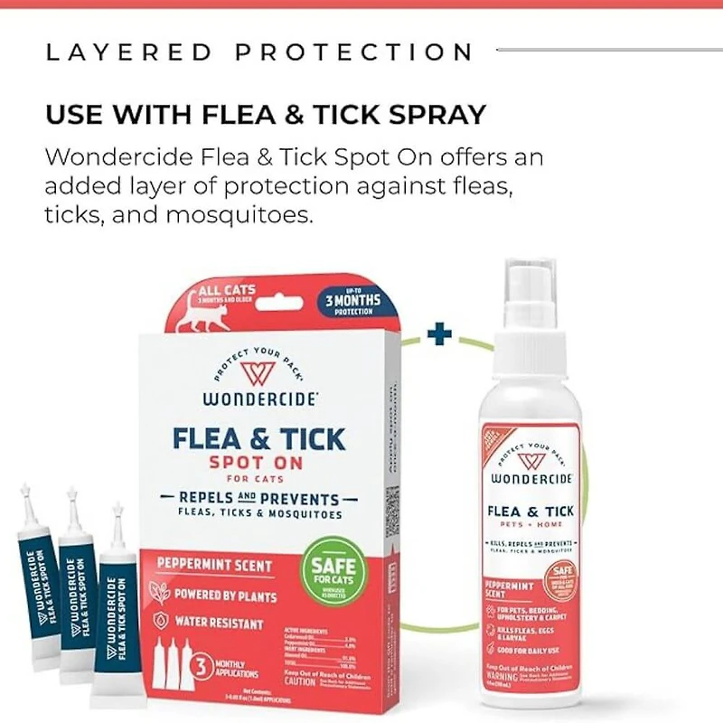 Wondercide - Flea & Tick Spot On Topical Prevention for Cats – Natural Plant Powered Protection