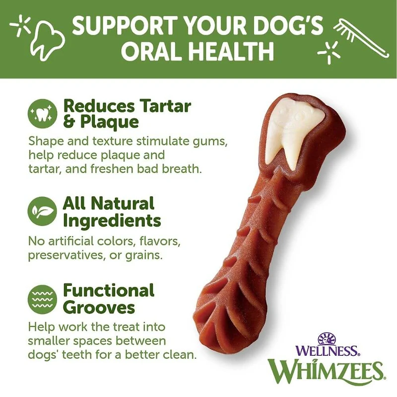 WHIMZEES - Dog Dental Treat - Brushzees Natural Grain Free Dental Chews - Large Breed Value Box