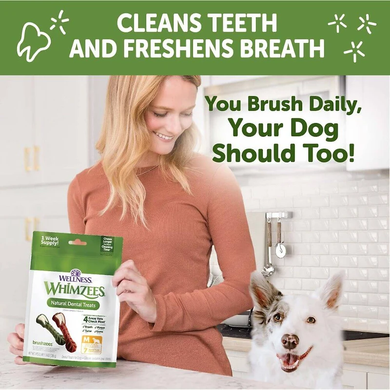 WHIMZEES - Dog Dental Treat - Brushzees Natural Grain Free Dental Chews