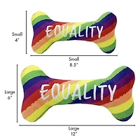 Huxley & Kent - Power Plush Dog Toy - Soft with Squeaker & Crinkle for Interactive Play - Pride Equality Bone