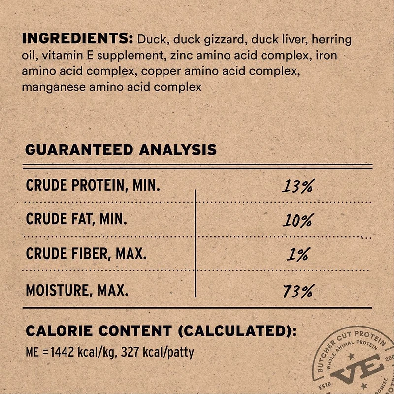 Vital Essentials - Frozen Raw Dog Food - High Protein,  Grain Free & Limited Ingredient Patties - Duck Entrée
