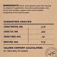 Vital Essentials - Frozen Raw Dog Food - High Protein,  Grain Free & Limited Ingredient Patties - Duck Entrée