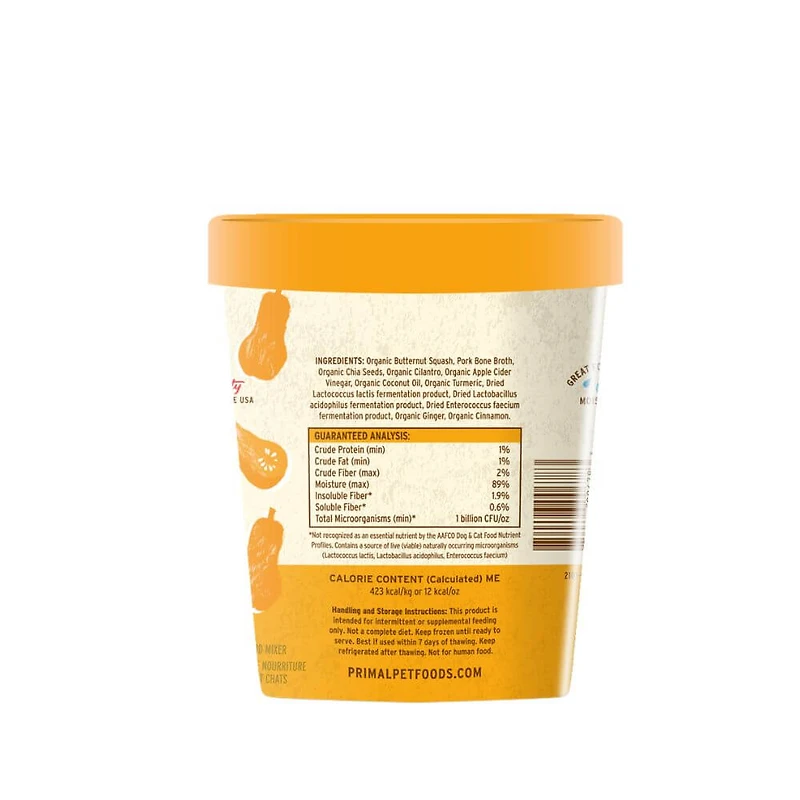 Primal - Fresh Toppers Frozen Meal Mixer for Dogs & Cats - Digestive Support with Probiotics - Awesome Squash