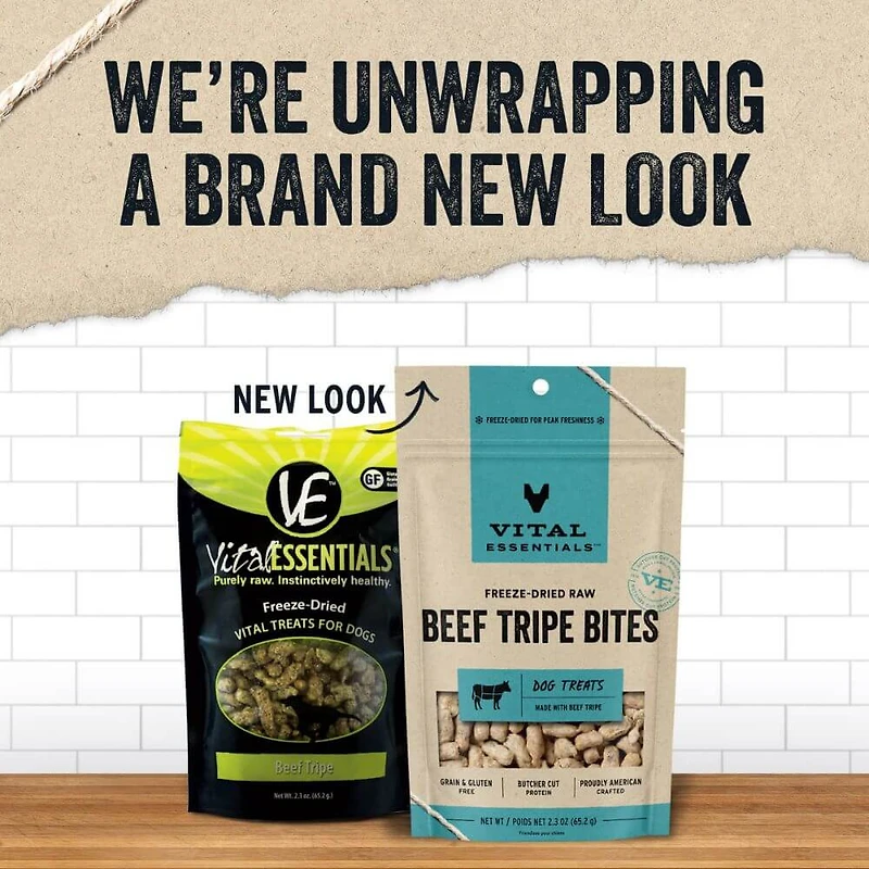 Vital Essentials - Freeze Dried Raw Dog Treats - High Protein,  Grain Free & Limited Ingredient - Beef Tripe Bites