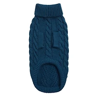 GF Pet - Chalet Dog Sweater - Chunky Cable Knit,  Cozy & Comfortable Turtleneck - Dark Teal