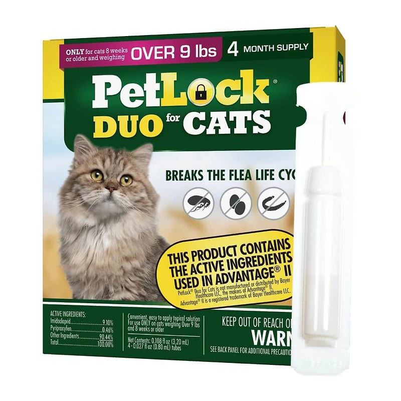 PetLock - Flea Prevention - Fast Acting Monthly Protection - Cats Over 9 lbs
