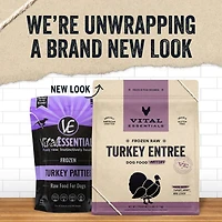 Vital Essentials - Frozen Raw Dog Food - High Protein,  Grain Free & Limited Ingredient Patties - Turkey Entrée