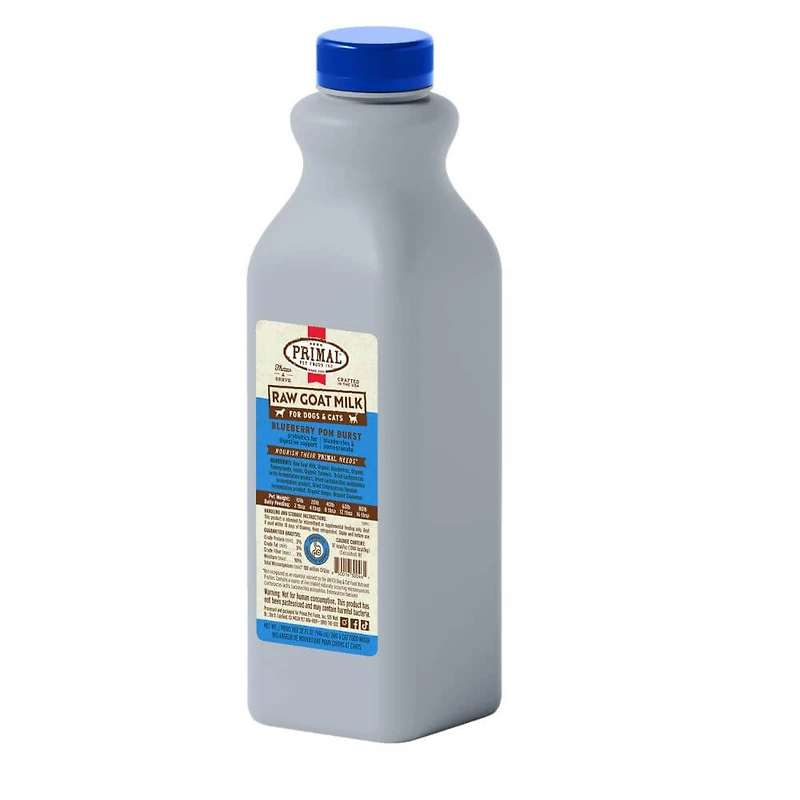 Primal - Raw Goat Milk for Dogs & Cats - Digestive Support & Hydration - Blueberry Pom Burst Recipe