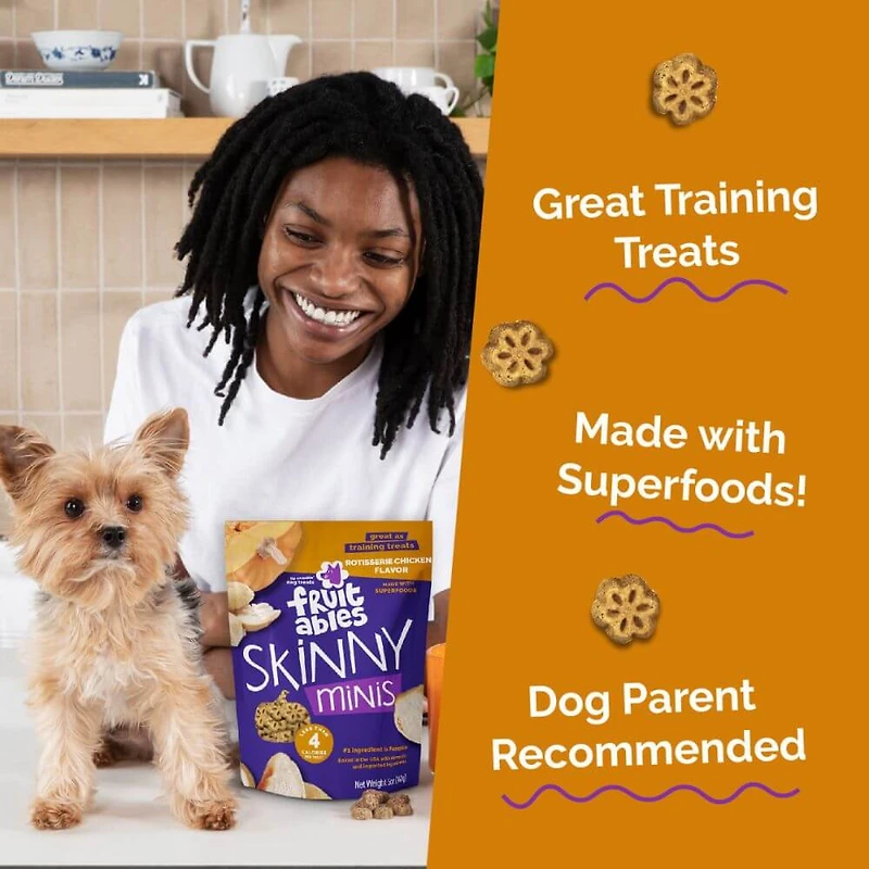 Fruitables - Skinny Minis® Dog Treat - Big Flavor Soft Chews with Superfoods - Rotisserie Chicken