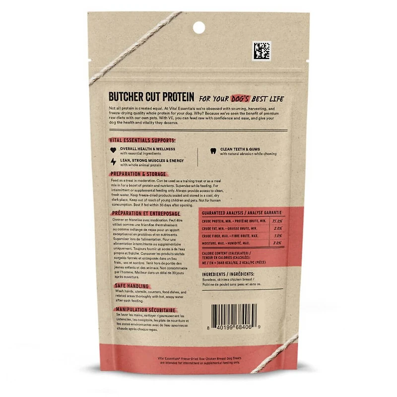 Vital Essentials - Freeze Dried Raw Dog Treats - High Protein,  Grain Free & Limited Ingredient - Chicken Breast