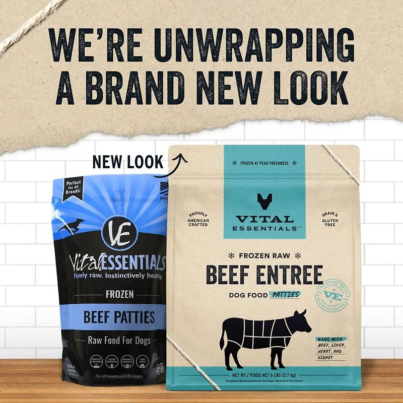 Vital Essentials - Frozen Raw Dog Food - High Protein,  Grain Free & Limited Ingredient Patties - Beef Entrée