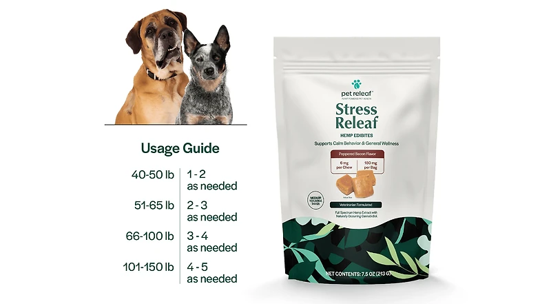 Pet Releaf - Hemp Extract Edibites - Stress Releaf Peppered Bacon Large Breed