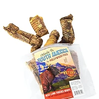 Made In South America - Premium Natural Dog Chew - Single Ingredient Beef Lung Trachea Wraps - 8 Pack