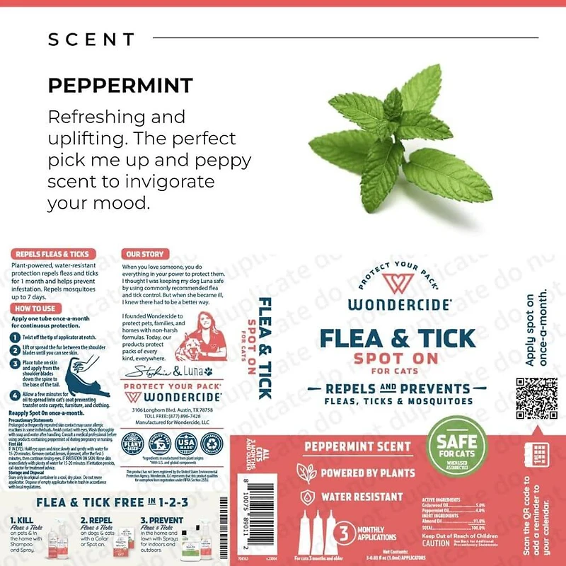 Wondercide - Flea & Tick Spot On Topical Prevention for Cats – Natural Plant Powered Protection