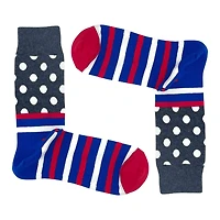 STRIPES & DOTS- GRAY, RED, BLUE