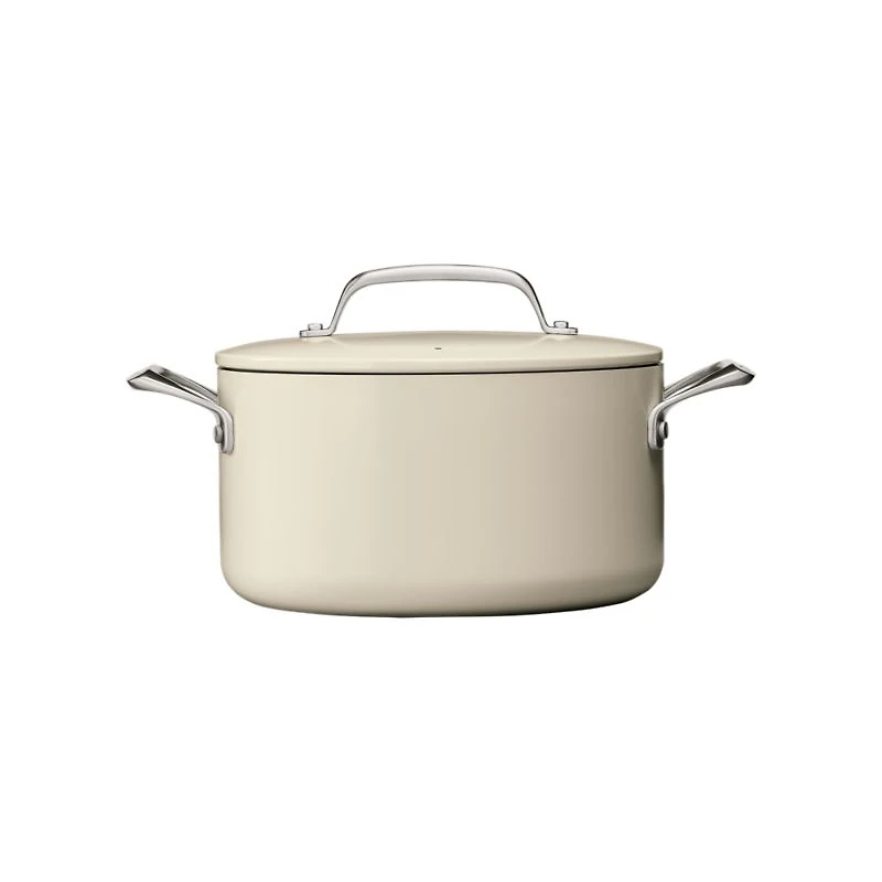Crate & Barrel EvenCook Ceramic ™ Cream Nonstick 8-Piece Cookware Set with Bonus