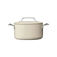 Crate & Barrel EvenCook Ceramic ™ Cream Nonstick 8-Piece Cookware Set with Bonus