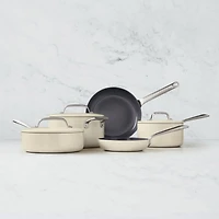 Crate & Barrel EvenCook Ceramic ™ Cream Nonstick 8-Piece Cookware Set with Bonus