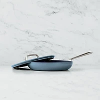 Crate & Barrel EvenCook Ceramic ™ Denim Nonstick 12" Fry Pan with Lid