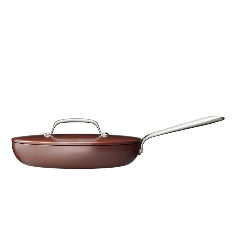 Crate & Barrel EvenCook Ceramic ™ Terracotta Ceramic Nonstick 12" Fry Pan with Lid