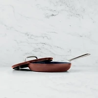 Crate & Barrel EvenCook Ceramic ™ Terracotta Ceramic Nonstick 12" Fry Pan with Lid