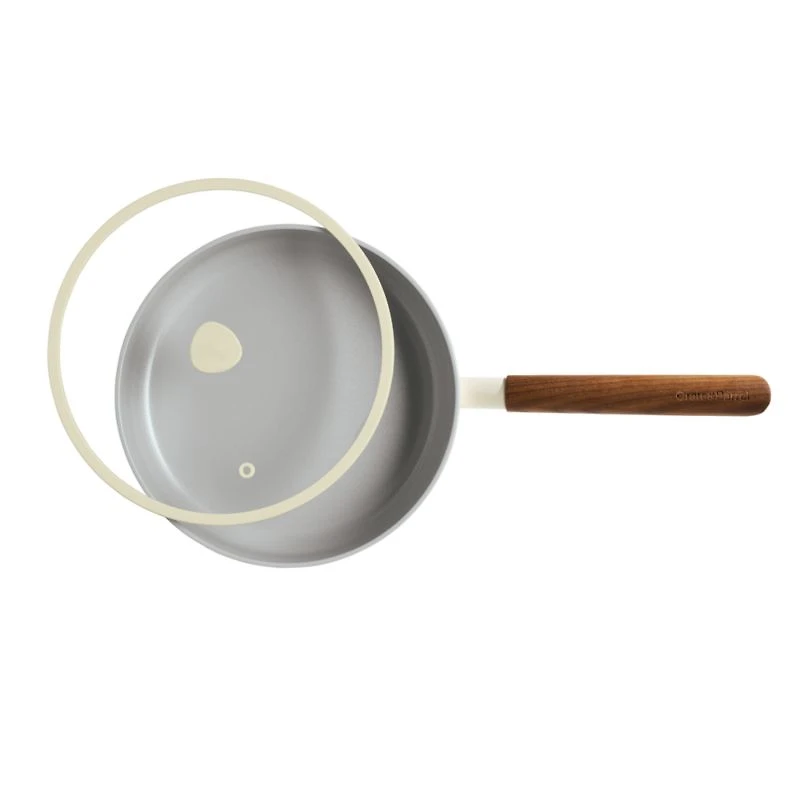 Crate & Barrel Monterey Cream 3-Qt. Non-Stick Ceramic Saute Pan with Lid