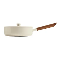 Crate & Barrel Monterey Cream 3-Qt. Non-Stick Ceramic Saute Pan with Lid