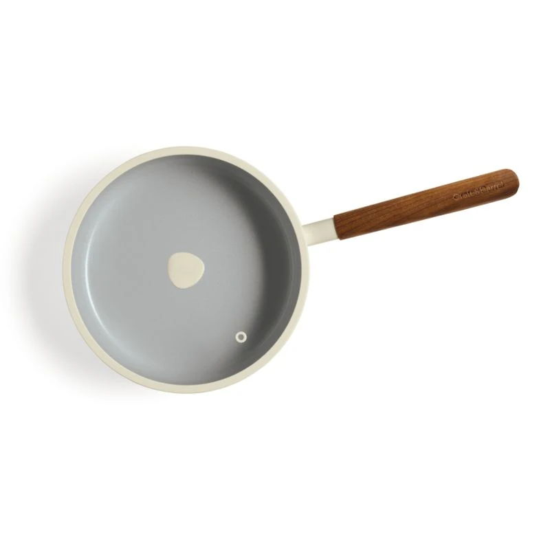 Crate & Barrel Monterey Cream 3-Qt. Non-Stick Ceramic Saute Pan with Lid