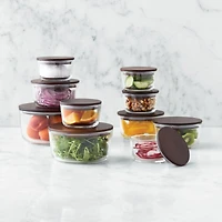 Piece Round Glass Food Storage Container Set with FSC-Certified Dark Acacia Wood Lids
