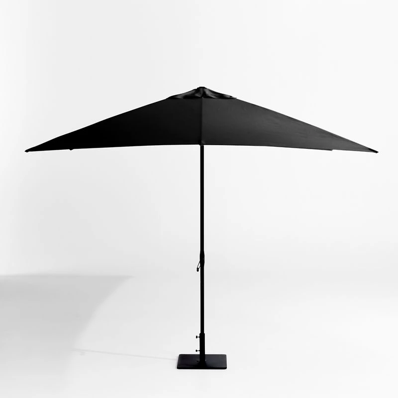 10' Rectangle Sunbrella® Canvas Black Outdoor Patio Umbrella with Black Metal Frame