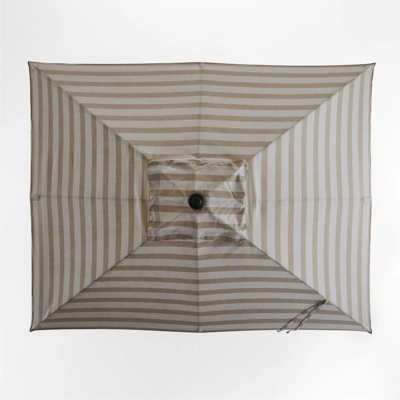 10' Rectangle Sunbrella® Dune Tan Stripe Outdoor Patio Umbrella with Black Metal Frame