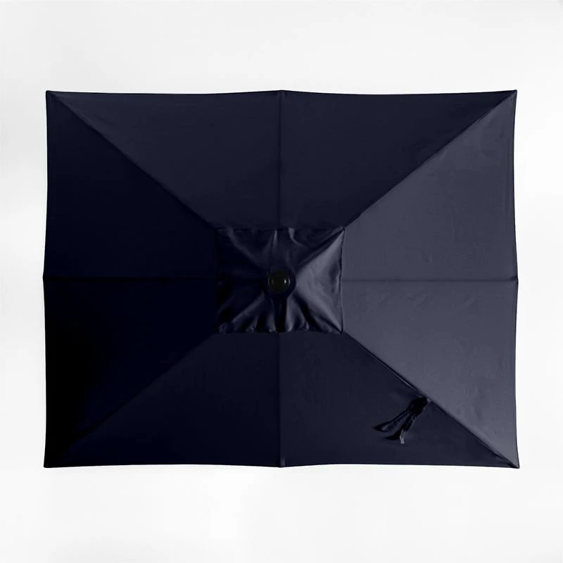 10' Rectangle Sunbrella® Canvas Navy Blue Outdoor Patio Umbrella with Black Metal Frame