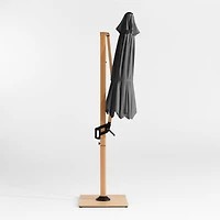 10' Round Cast Charcoal Grey Sunbrella® Cantilever Outdoor Patio Umbrella with Faux Wood Metal Frame