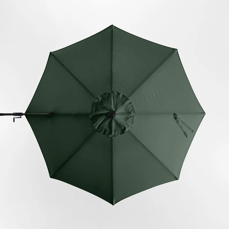 10' Round Cast Ivy Green Sunbrella® Cantilever Outdoor Patio Umbrella with Black Metal Frame