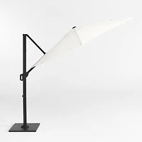 10' Round Canvas White Sunbrella® Cantilever Outdoor Patio Umbrella with Black Metal Frame