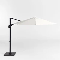 10' Round Canvas White Sunbrella® Cantilever Outdoor Patio Umbrella with Black Metal Frame