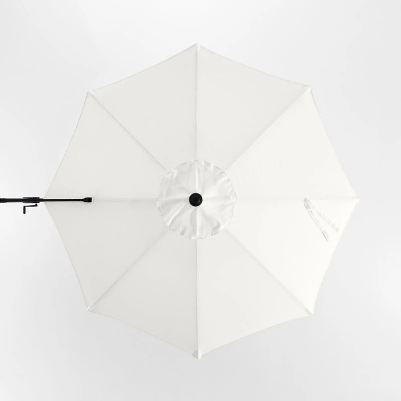 10' Round Canvas White Sunbrella® Cantilever Outdoor Patio Umbrella with Black Metal Frame