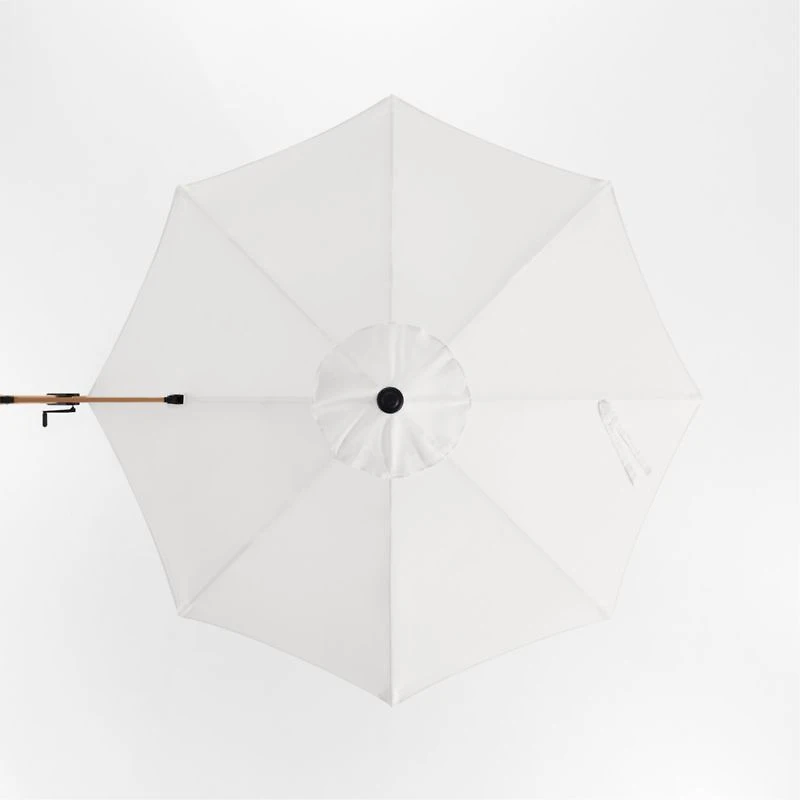 10' Round Canvas White Sunbrella® Cantilever Outdoor Patio Umbrella with Faux Wood Metal Frame